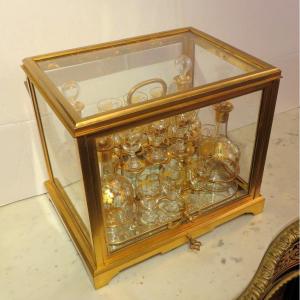 Signed Baccarat Bronze Liqueur Cellar Tantalus Box Napoleon III Period