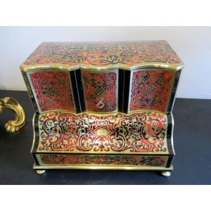 Stamped Macé Tea Caddy  In Boulle Marquetry Napoleon III Period