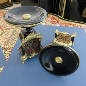 Pair Of Cassolettes In Boulle Marquetry And Bronze Napoleon III Period