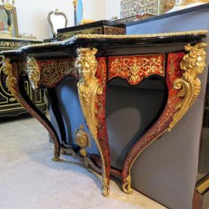 Stamped Pretot Console In Boulle Marquetry Napoleon III Period Napoleon III Period 
