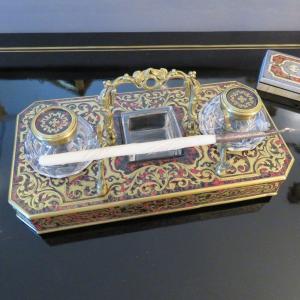 Encrier De Bureau En Marqueterie Boulle époque Napoléon III
