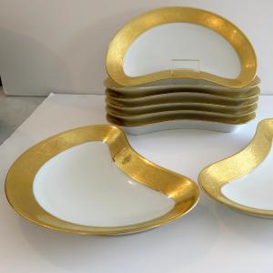 1 Assiette à Salade en porcelaine de Limoges Thistle Or HAVILAND