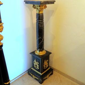 Colonne en Bronze et marbre Noir  époque XXeme 115cm