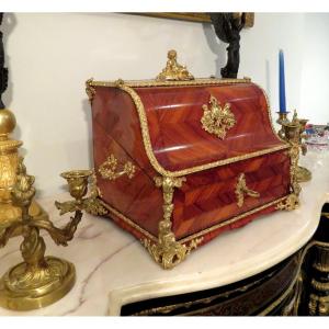 Tantalus Box With Golden Crystal Complete Rosewwod Inlay Napoleon III Period 19th