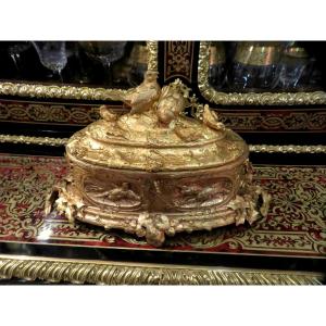 marquée LEBLANC Boite à bijoux en Bronze doré oiseaux Epoque Napoléon III