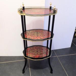 Little Table In Boulle Marquetry 19th Century, 3 Shelves