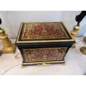 Cave à liqueur marqueterie Boulle et  Bronze époque Napoléon III compléte
