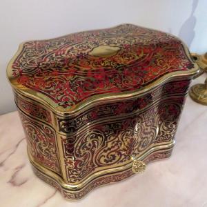 Tantalus Box Oblong In Boulle Marqueterie Napoleon III Period 19th