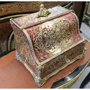 Stamped Audigé  Tantalus Box Piano Boulle Marquetry Napoleon III Baccarat Blue