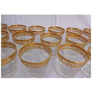 Saint Louis Crystal Whiskey Glass Goblet Model Thistle Gold Old Fashion Medium N°3