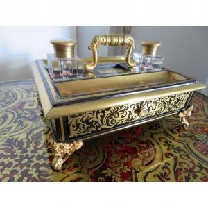  Inkwell In Boulle Marquetry  Brass Napoleon III Period