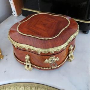 Boite à Bijoux En Marqueterie Bois De Rose Boulle époque Napoléon III