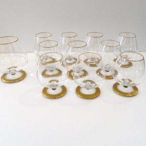 1 Little Cognac Glasses In Crystal Saint Louis - Thistle Gold Model Stamped