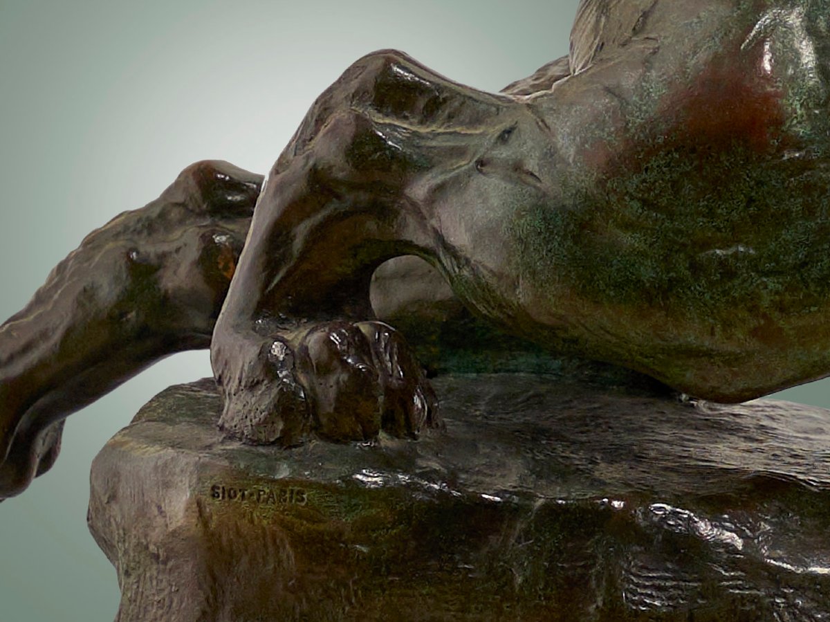 "lioness With Arrows" By Charles Valton (1851-1918) - Siot Cast-photo-4