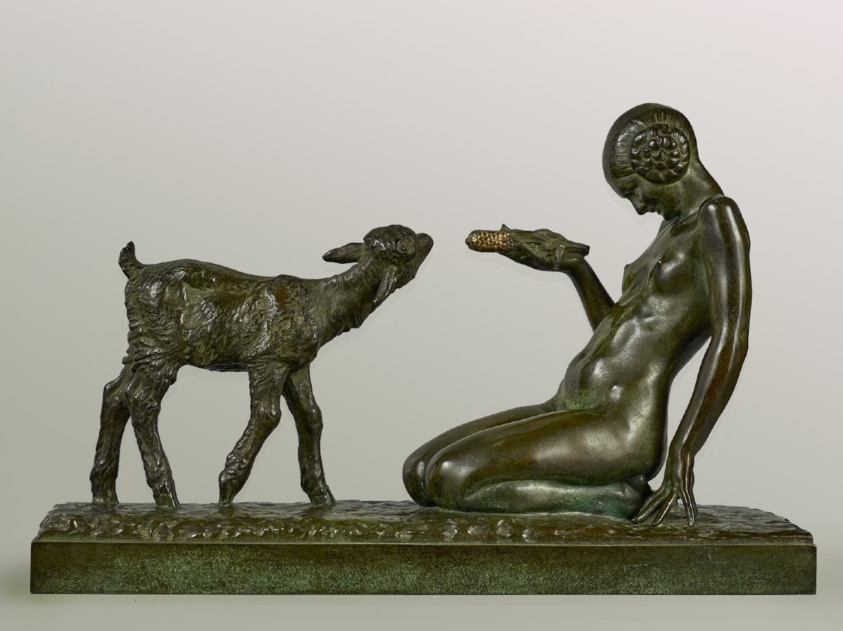 Bronze Arts Deco - M. Courbier - BARBEDIENNE Fondeur, patine exceptionnelle-photo-2