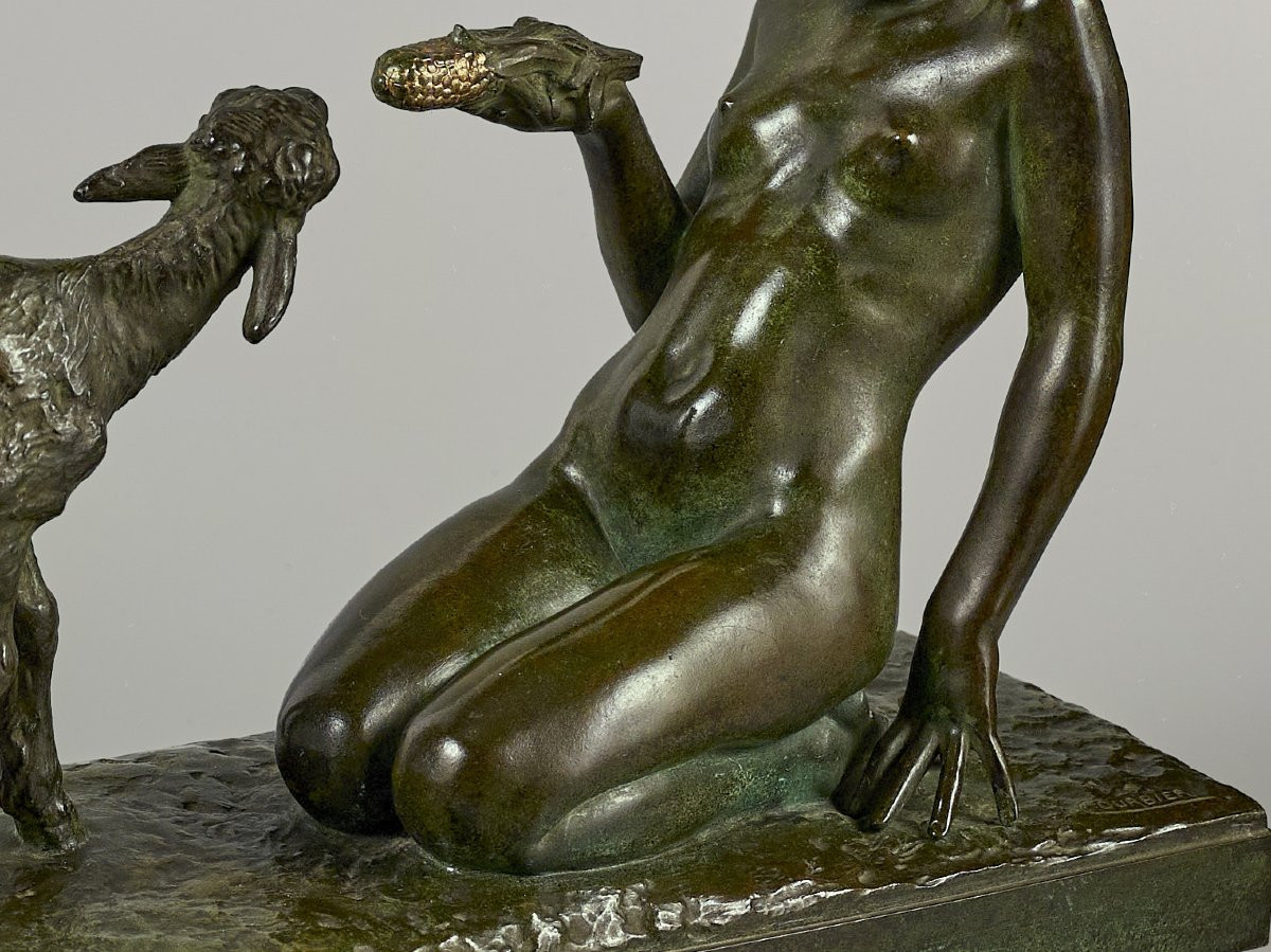 Bronze Arts Deco - M. Courbier - BARBEDIENNE Fondeur, patine exceptionnelle-photo-3