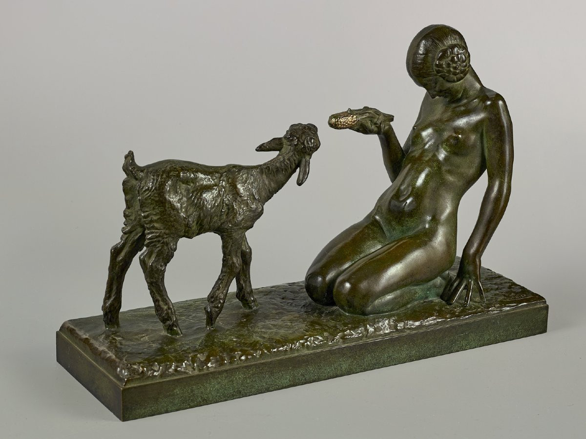 Bronze Arts Deco - M. Courbier - BARBEDIENNE Fondeur, patine exceptionnelle-photo-4