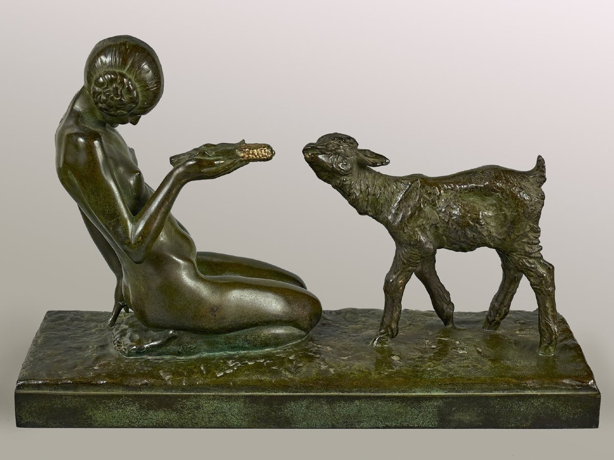 Bronze Arts Deco - M. Courbier - BARBEDIENNE Fondeur, patine exceptionnelle-photo-3