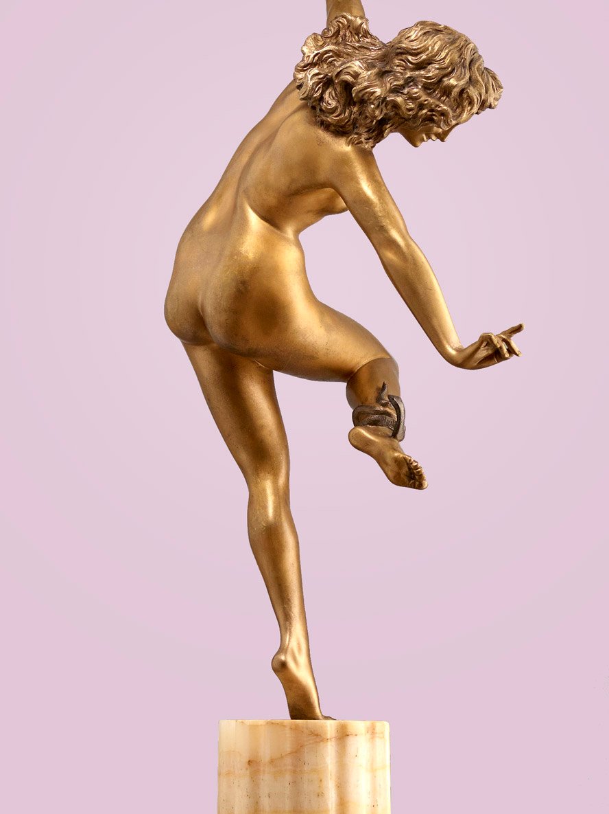 Claire Colinet (1880-1950) ''Cleopatre''. Bronze signé 1920 - Arts Déco-photo-3