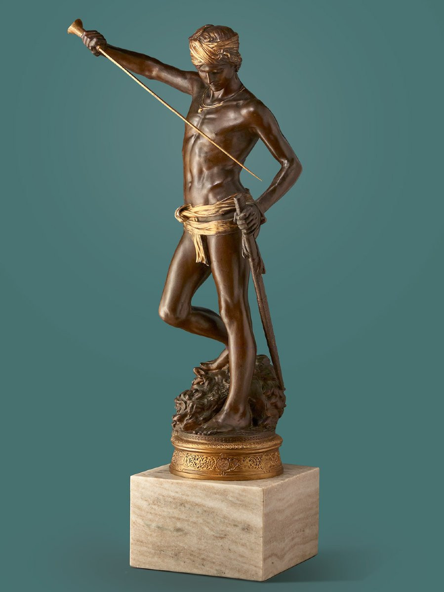 Large Sculpture By Anthonin Mercié • Barbedienne • ''david And Goliath''-photo-1