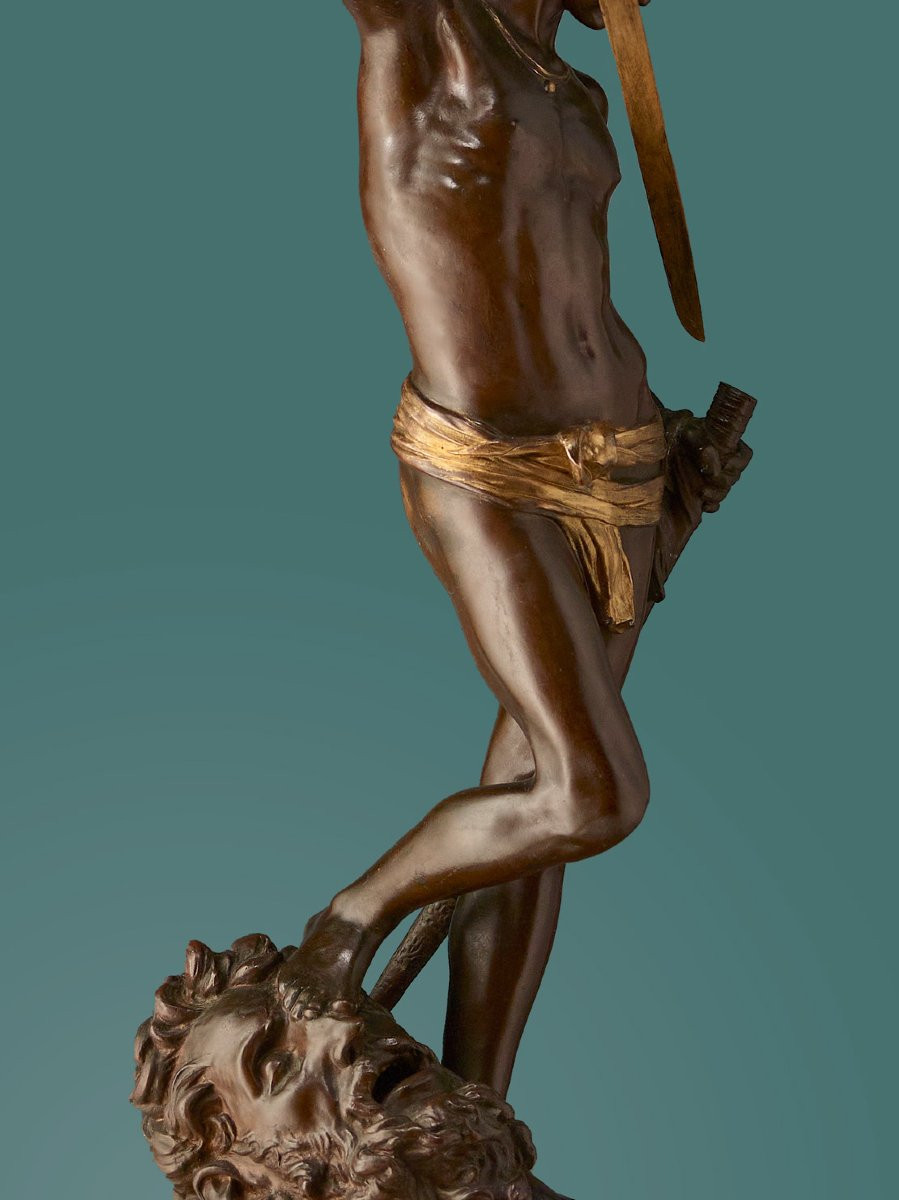 Large Sculpture By Anthonin Mercié • Barbedienne • ''david And Goliath''-photo-2