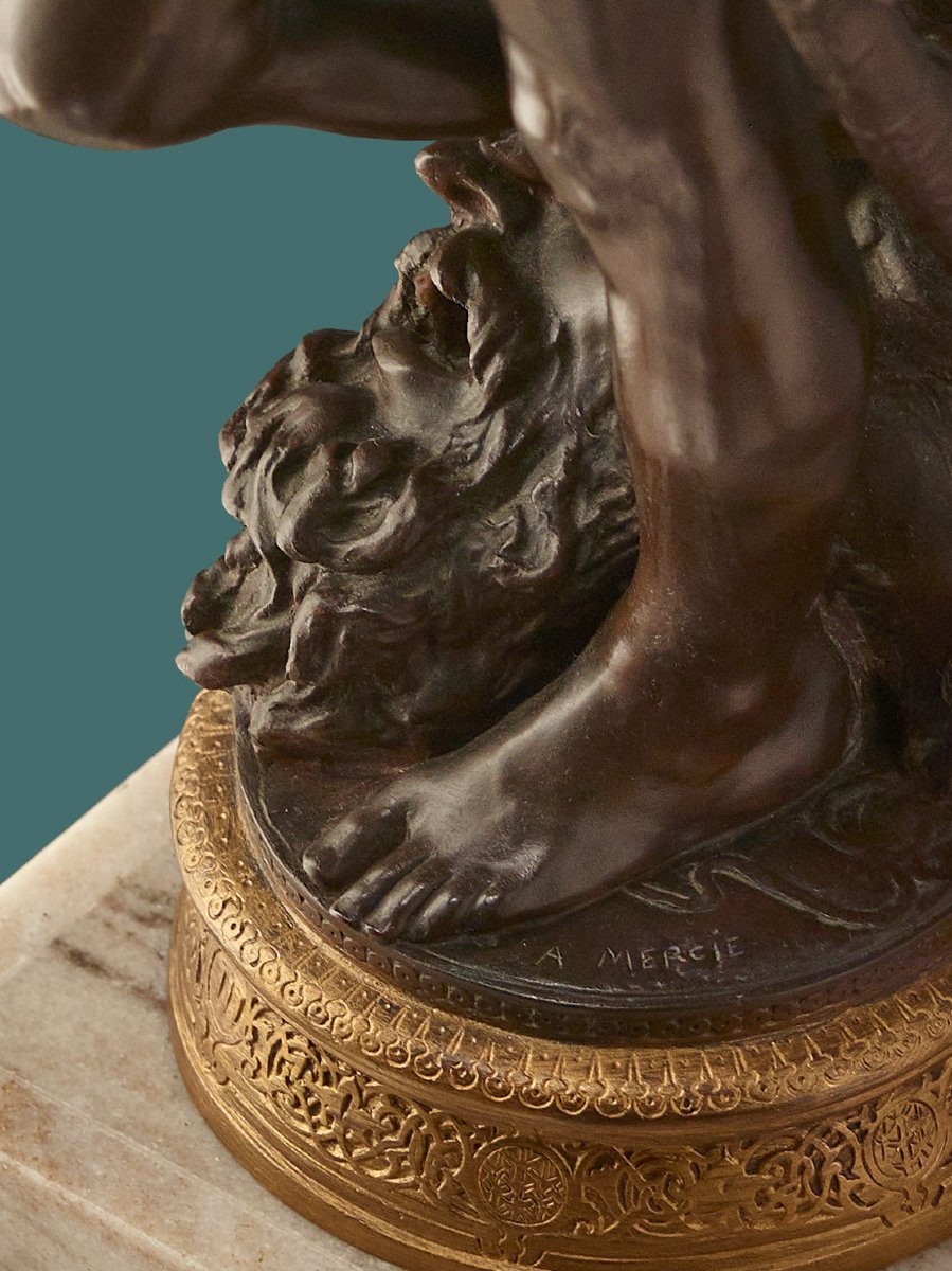 Large Sculpture By Anthonin Mercié • Barbedienne • ''david And Goliath''-photo-7