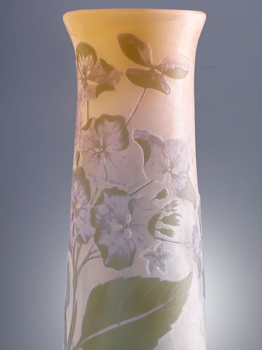Emile Gallé, vase 25cm - Motif floral - art déco | art nouveau - verrerie-photo-3