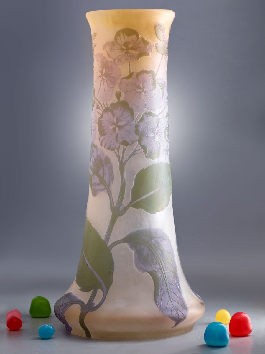 Emile Gallé, vase 25cm - Motif floral - art déco | art nouveau - verrerie-photo-2