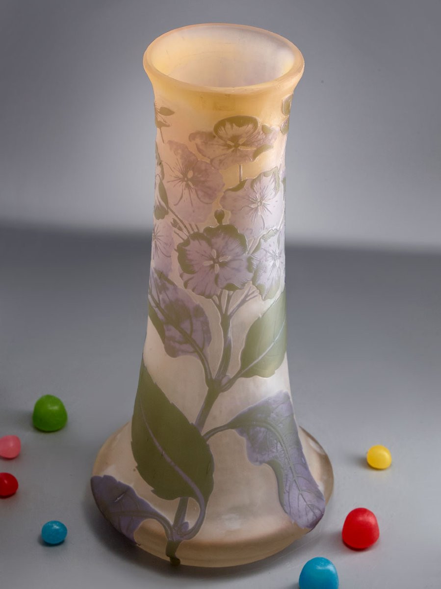 Emile Gallé, vase 25cm - Motif floral - art déco | art nouveau - verrerie-photo-3