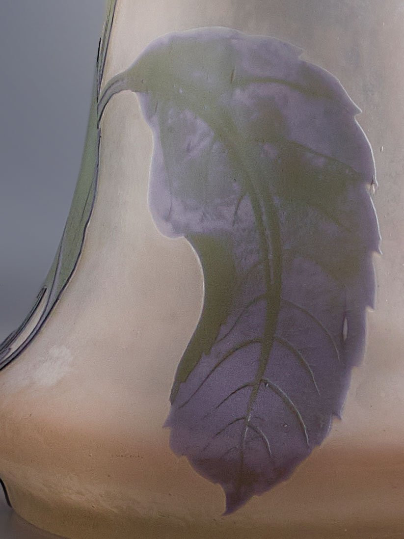 Emile Gallé, vase 25cm - Motif floral - art déco | art nouveau - verrerie-photo-4