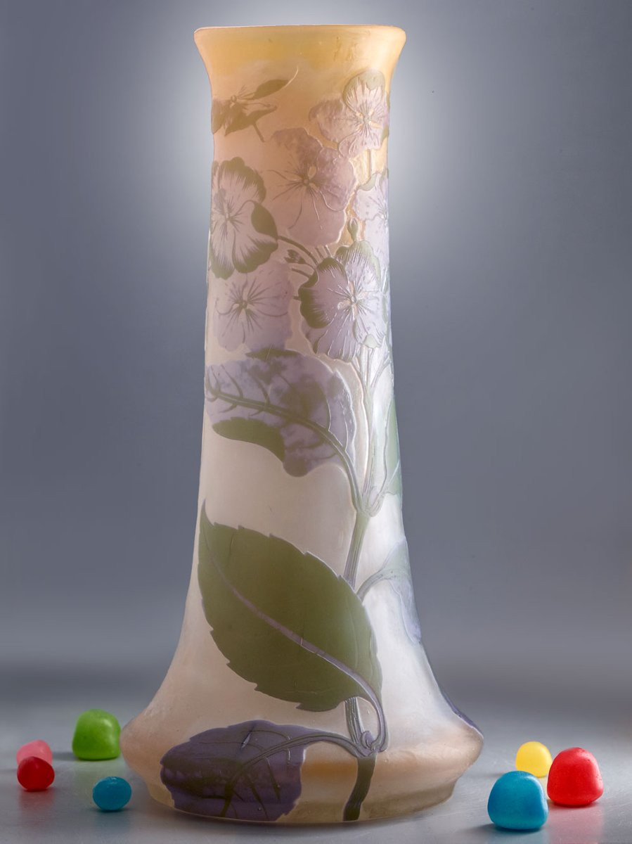 Emile Gallé, vase 25cm - Motif floral - art déco | art nouveau - verrerie-photo-5