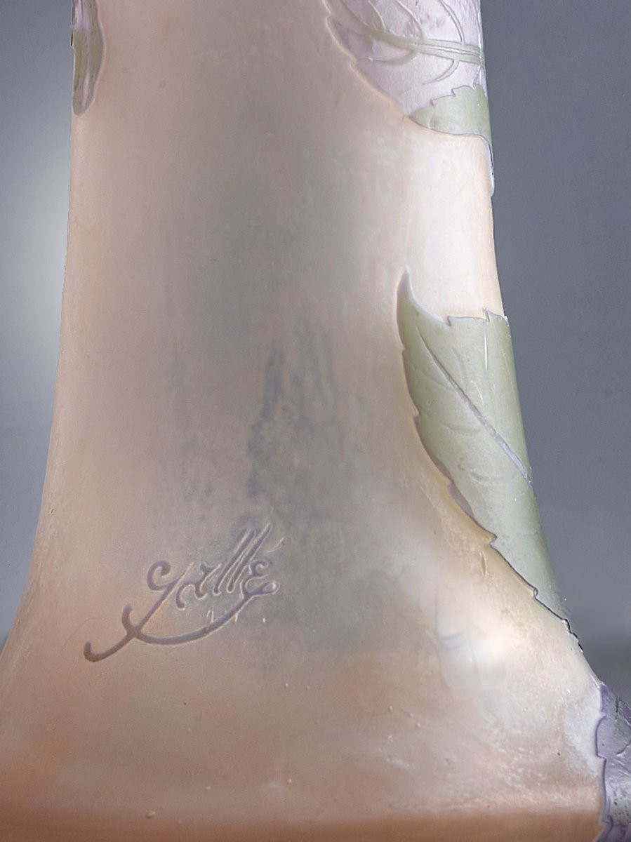 Emile Gallé, vase 25cm - Motif floral - art déco | art nouveau - verrerie-photo-7