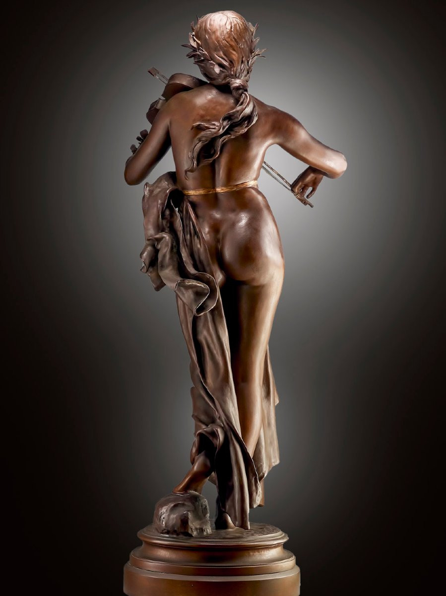 Large Bronze Sculpture By Eugène Delaplanche (1836-1891). Allegory Of Music-photo-4