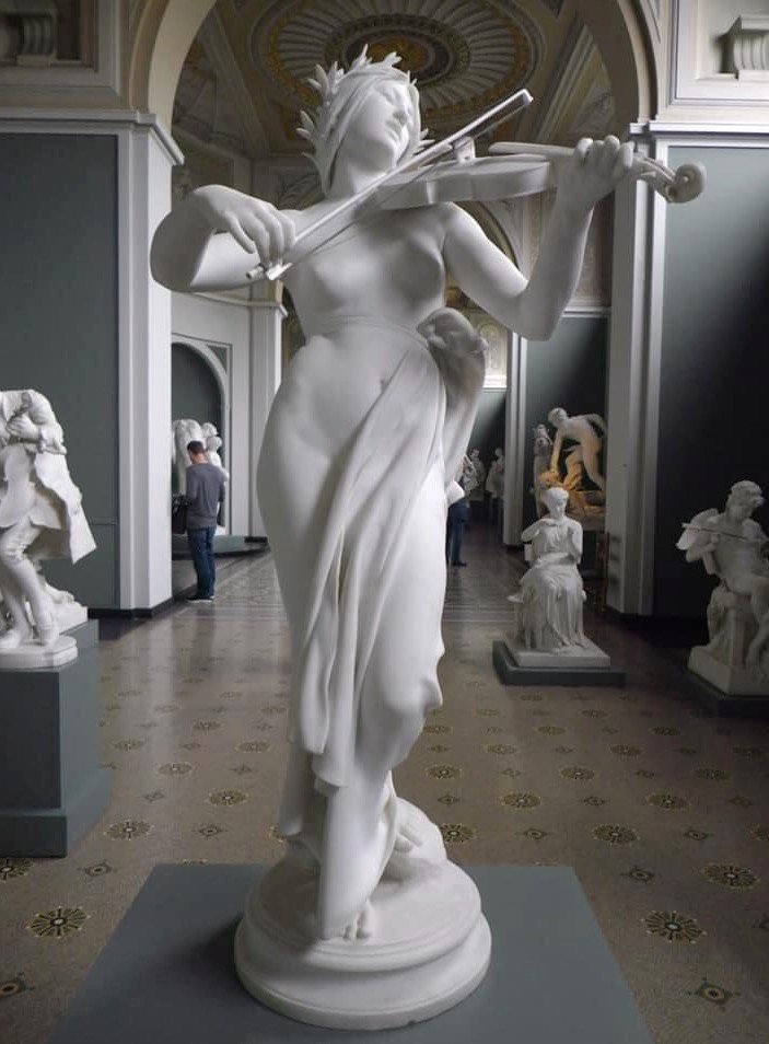 Large Bronze Sculpture By Eugène Delaplanche (1836-1891). Allegory Of Music-photo-7