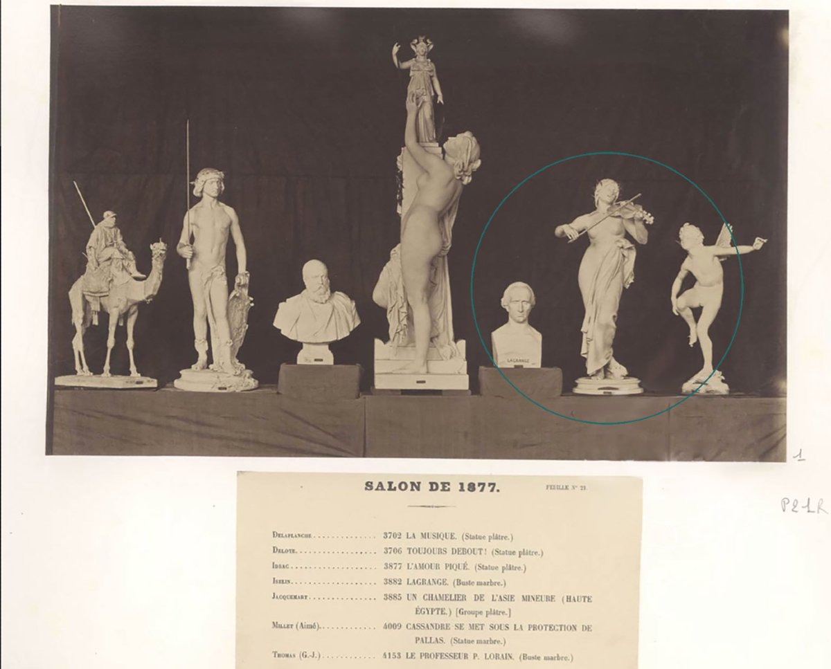 Large Bronze Sculpture By Eugène Delaplanche (1836-1891). Allegory Of Music-photo-8