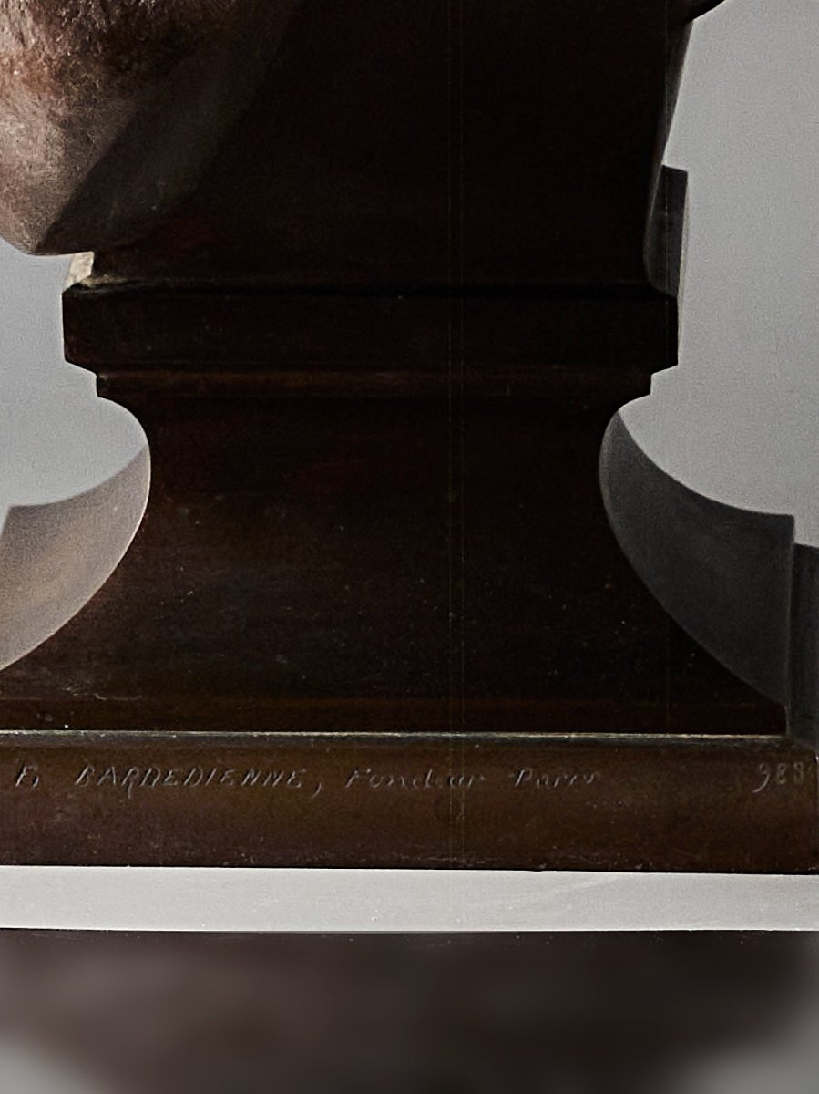 GRAND buste en Bronze E. AIZELIN, "Mignon" - Barbedienne numéroté - 55cm-photo-4