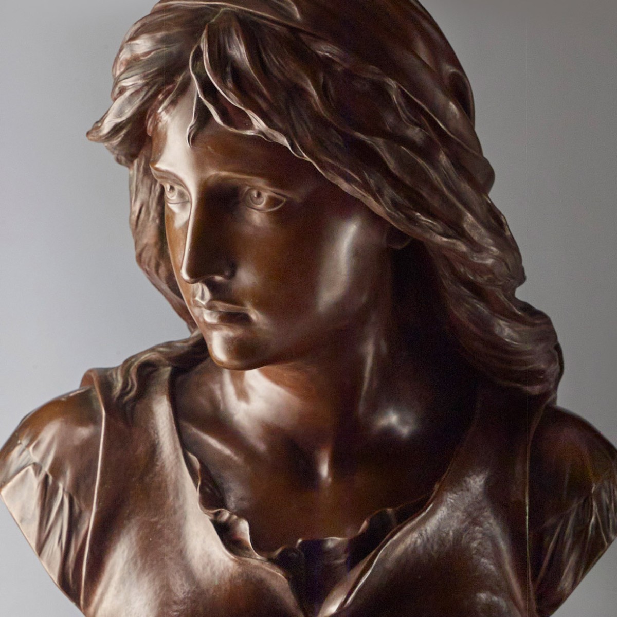 GRAND buste en Bronze E. AIZELIN, "Mignon" - Barbedienne numéroté - 55cm