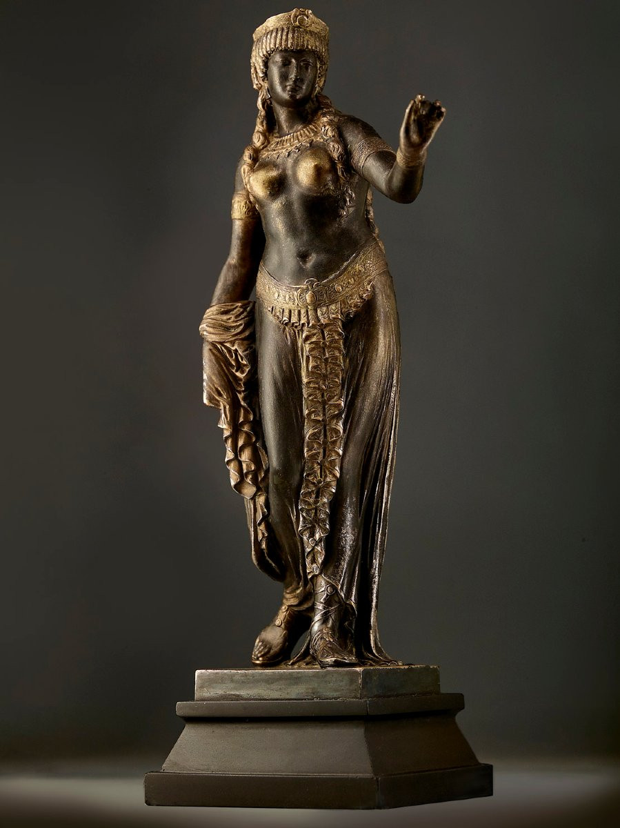 CLESINGER,  fonte ancienne d'édition, en bronze argenté, ''Danseuse orientale''-photo-3