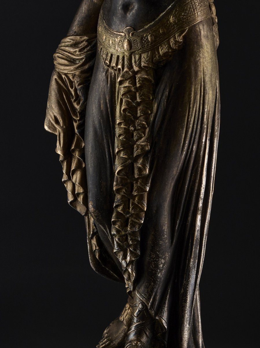 CLESINGER,  fonte ancienne d'édition, en bronze argenté, ''Danseuse orientale''-photo-1