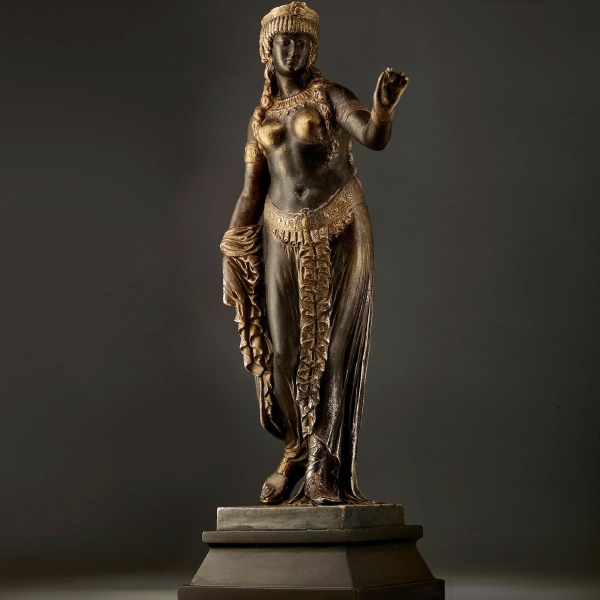 CLESINGER,  fonte ancienne d'édition, en bronze argenté, ''Danseuse orientale''