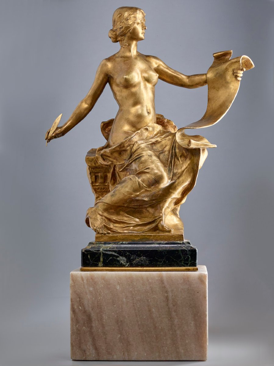 "allegory Of History" - Georges Bareau (1866-1931), F. Barbedienne Font-photo-3