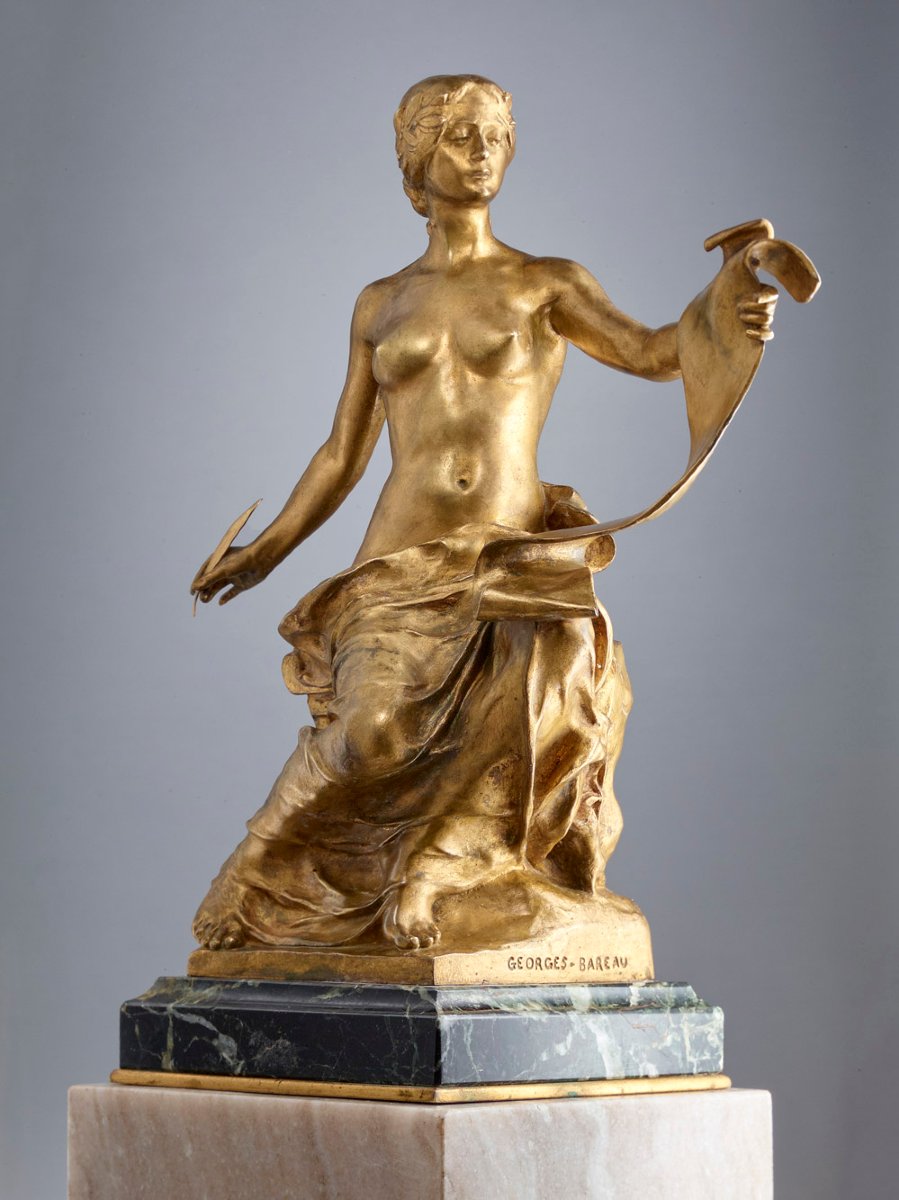 "allegory Of History" - Georges Bareau (1866-1931), F. Barbedienne Font-photo-2