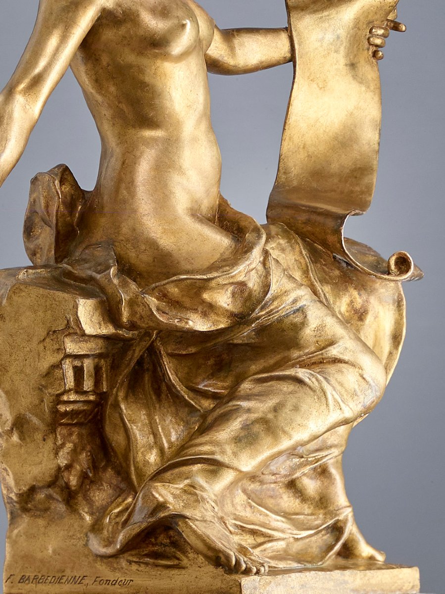 "allegory Of History" - Georges Bareau (1866-1931), F. Barbedienne Font-photo-5