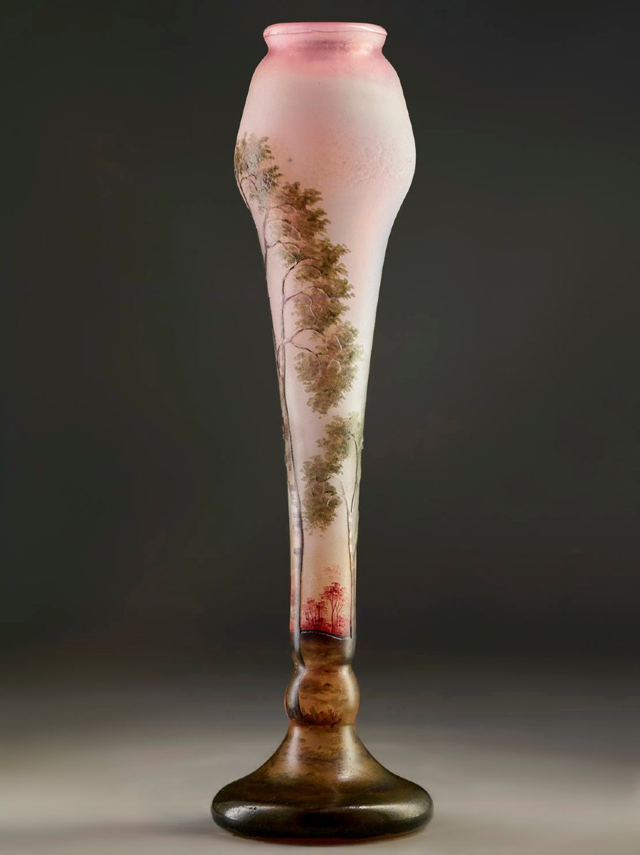 DAUM Nancy - Vase Circa 1900 - Paysage Lacustre - Art Nouveau-photo-2