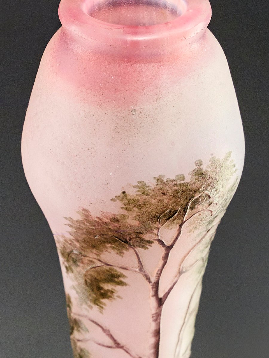 DAUM Nancy - Vase Circa 1900 - Paysage Lacustre - Art Nouveau-photo-5