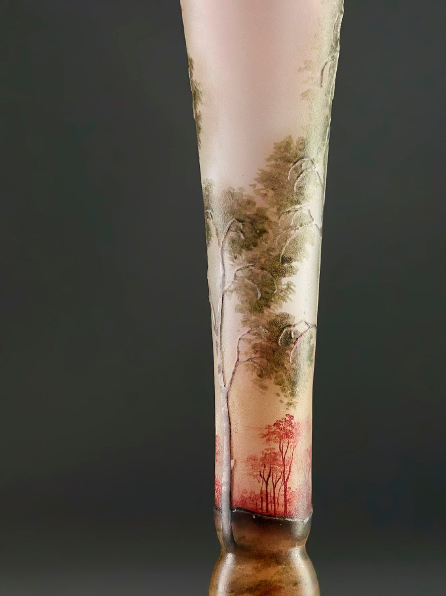 DAUM Nancy - Vase Circa 1900 - Paysage Lacustre - Art Nouveau-photo-6