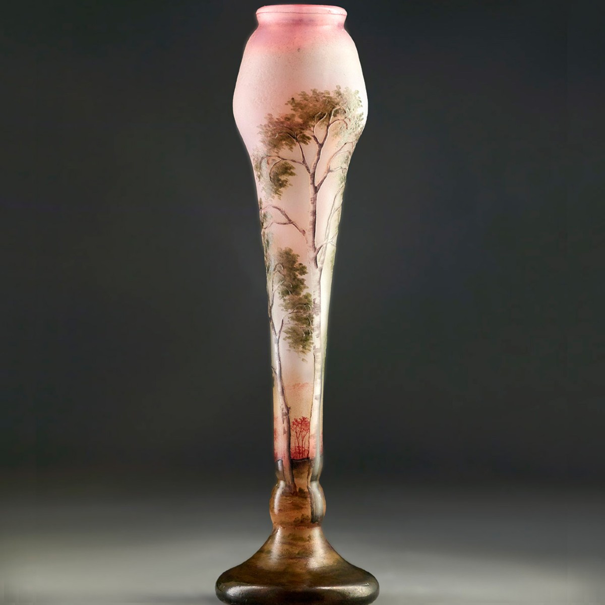 DAUM Nancy - Vase Circa 1900 - Paysage Lacustre - Art Nouveau