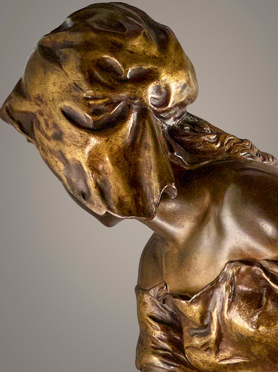 Grand bronze, Moreau Mathurin (1822-1912) - 'Jeune fille espiègle à la fontaine'-photo-2