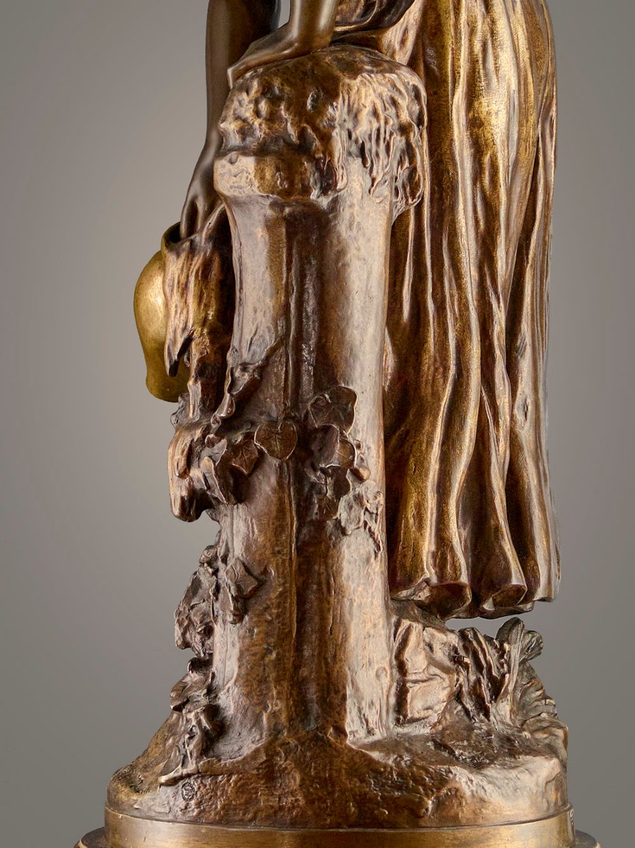 Grand bronze, Moreau Mathurin (1822-1912) - 'Jeune fille espiègle à la fontaine'-photo-4
