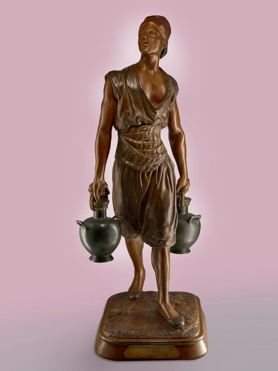 Grand bronze - Marcel DEBUT (1865 – 1933) - Le porteur tunisien-photo-2